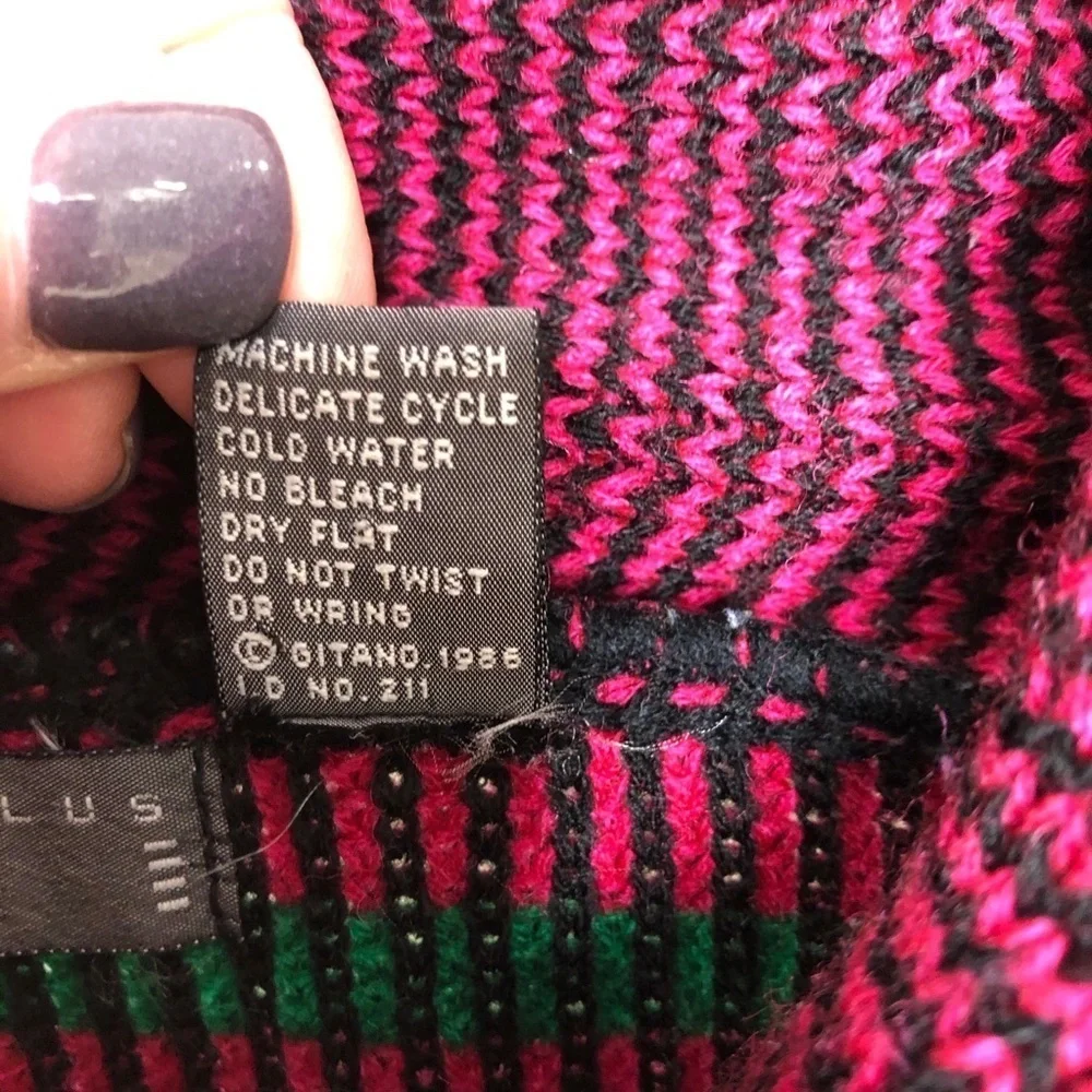 Gitano Vintage Sweater Pink Blouson Sleeve Size 40 Stripe - Picture 8 of 8